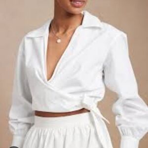 White Fitted Wrap Cropped Top